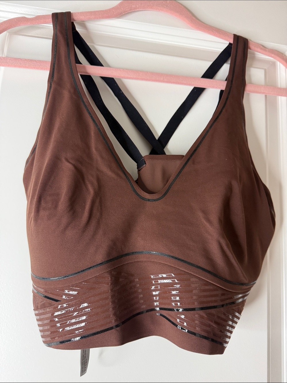 VSX Brown Crossback Sports Bra with Black Straps